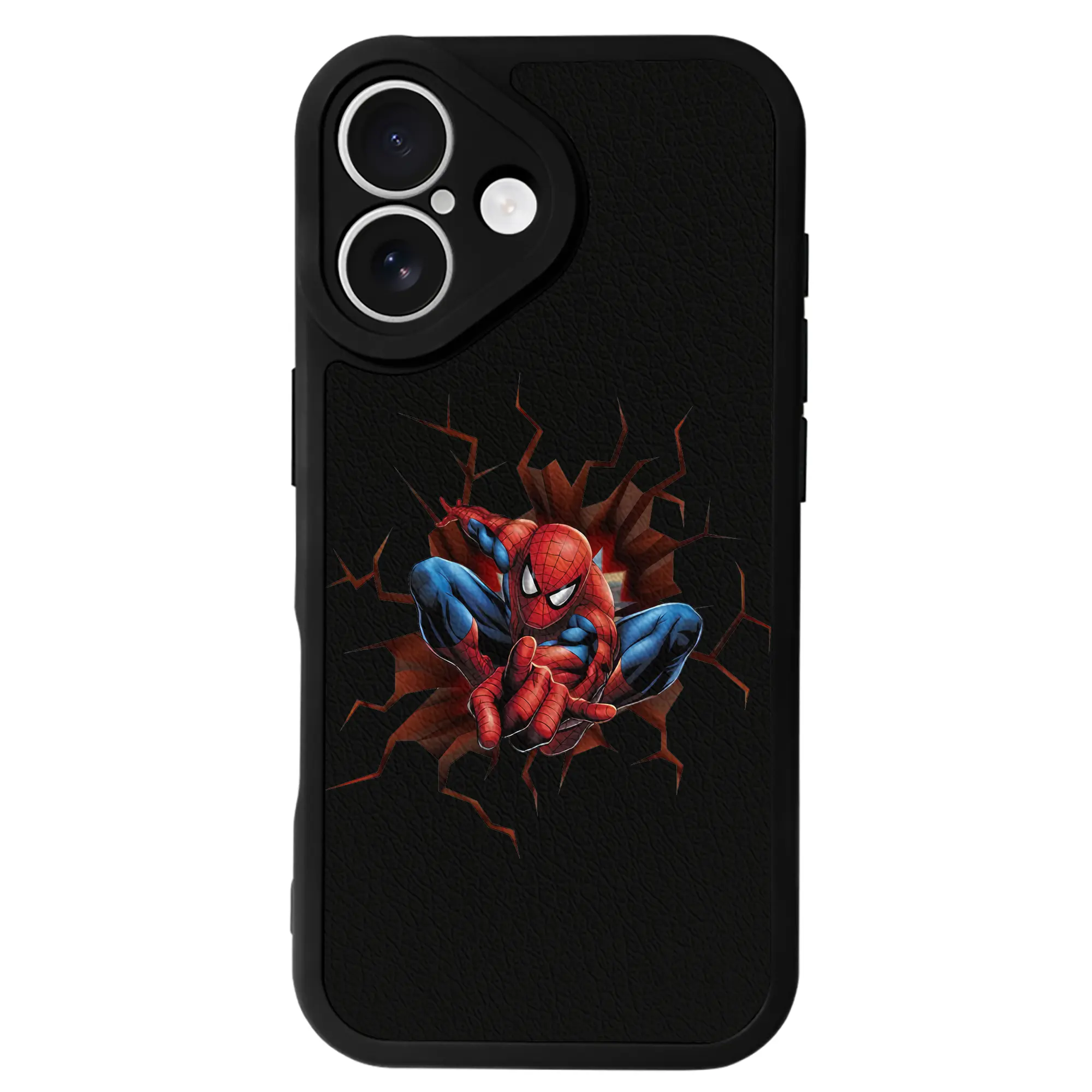 アベンジャーズ (Avenjāzu) グッズ スパイダーマン（Spider-Man） - IPhone 16シリーズ対応 ・ シリコンスマホケース ・ レザー調 ・ 高精度フィット ・ 耐衝撃 ・ ワイヤレス充電対応 ・ 精密カット